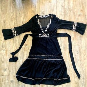 E C I New York size 6 black lace boho beaded dress.